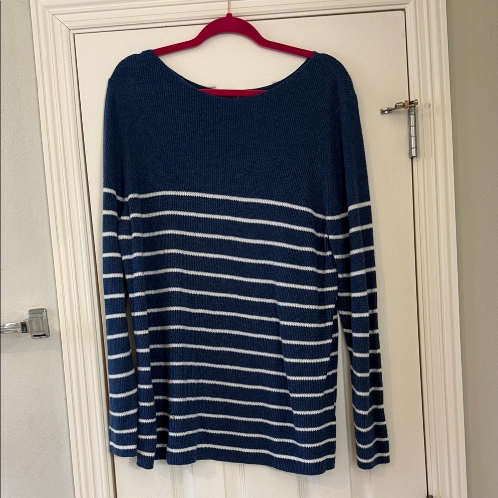 Gap Women’s Navy and White Striped Sweater, Sz XXL
